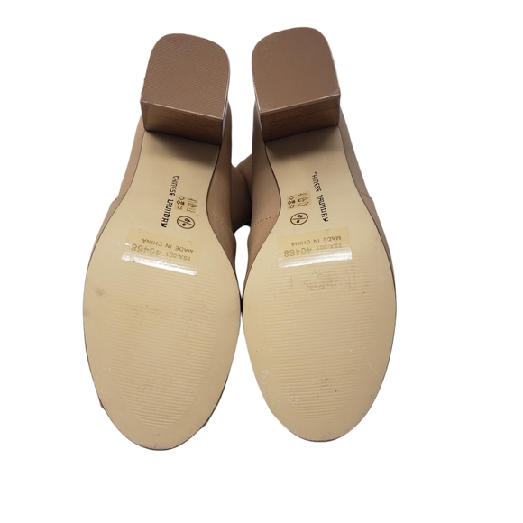 Chinese Laundry Tan Leather Heeled Booties Size 9 Peep Toe Slip On *NEW* - Picture 9 of 10